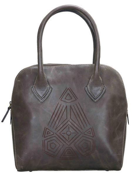 L-5180 Hand Bag Distress Leather Dark Green
