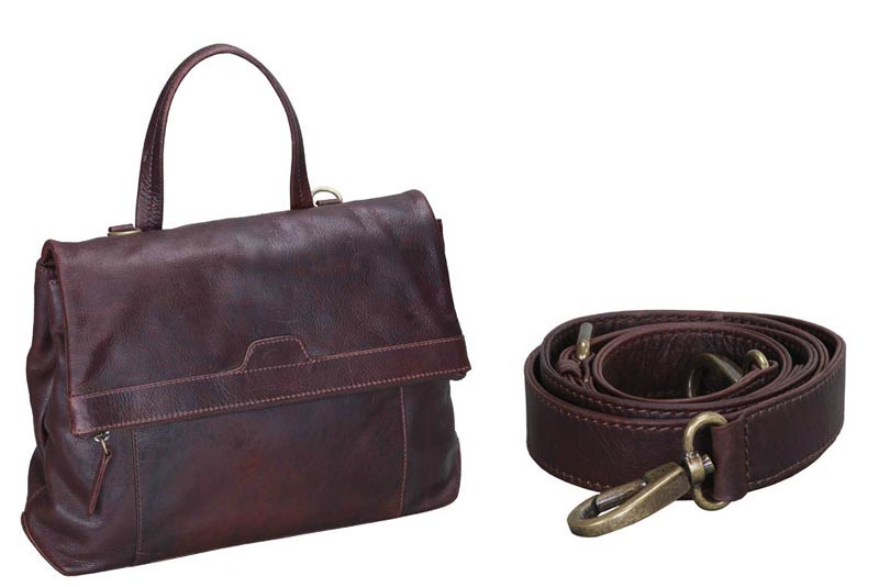 L-5183 Shoulder Bag Pull Up Leather - dark Brown