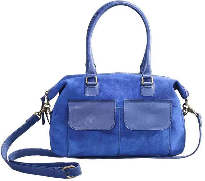 L-5220 Shoulder Bag Suede & Nappa Leather Blue