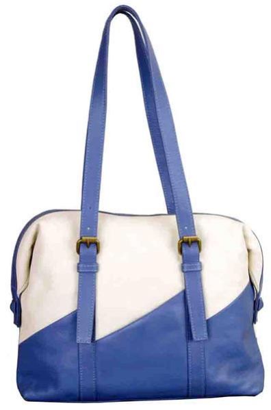 L-5239 Hand Bag Nappa Leather Blue & White