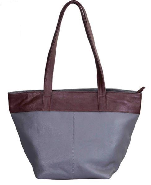 L-5410 G Hand Bag Nappa Leather Grey & Wine Red