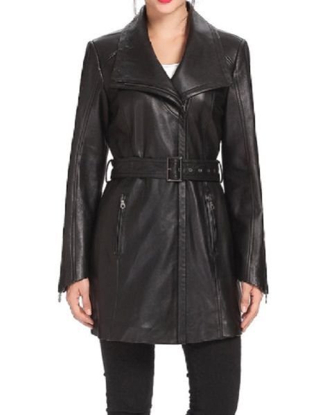Leather Ladies Trench Coat 04