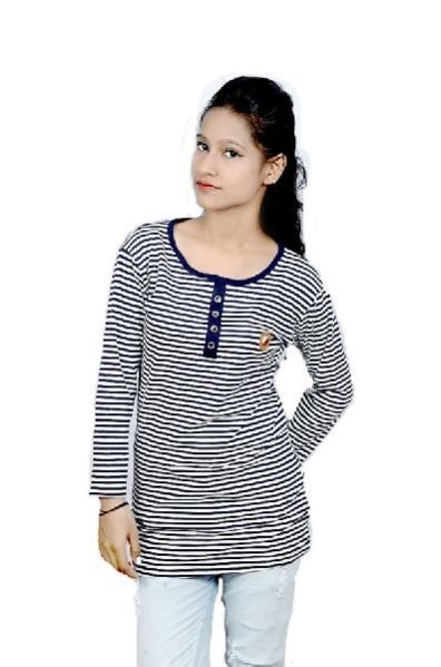 Girls Button Style Round Neck Top 04