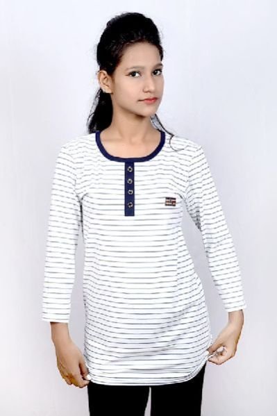 Girls Button Style Round Neck Top 05
