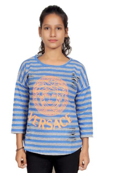 Girls Round Neck Shade Printed T-Shirt 02