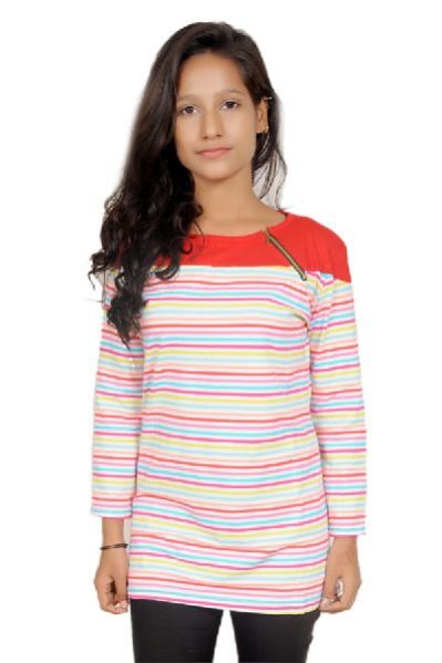 Girls Round Neck Top With Zip 0 6
