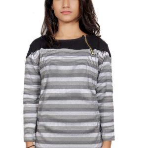 Girls Round Neck Top With Zip 02