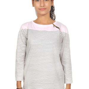 Girls Round Neck Top With Zip 04