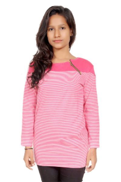 Girls Round Neck Top With Zip 05