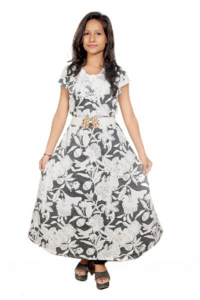 Girls Stylish Printed Long Middy 01
