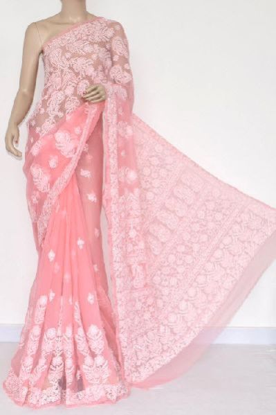 Faux Georgette Chikankari Saree 04