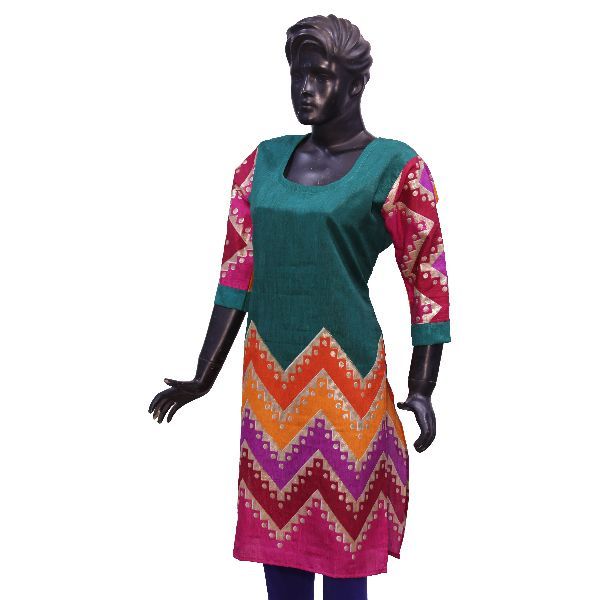 WK-11034 C Printed Cotton KurtI