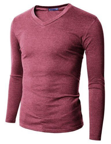 Mens V Neck Plain T-Shirts 01