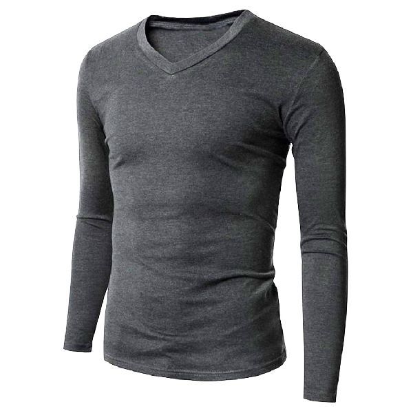 Mens V Neck Plain T-Shirts 02