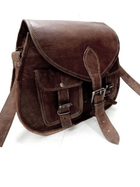 Ladies Leather Double Pocket Crossbody Bag 01