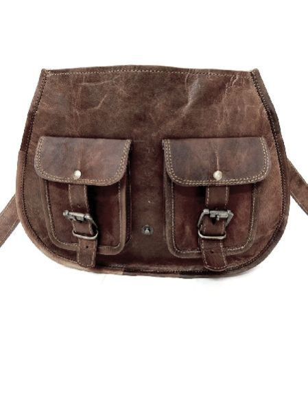 Ladies Leather Double Pocket Crossbody Bag 02