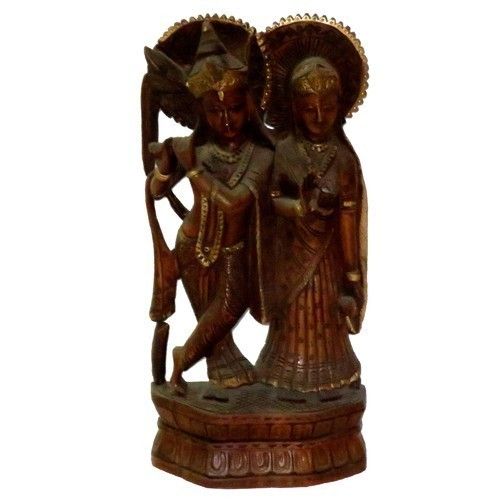Wooden Radha Krishna Statue 01