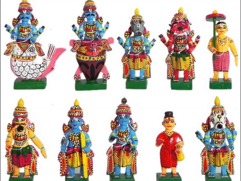 Handmade Wooden Kondapalli Traditional Dashavatar Showpiece 03