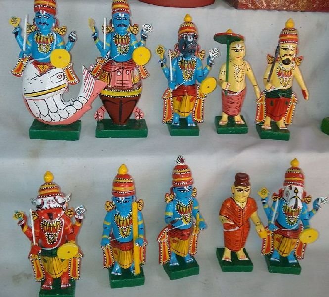 Handmade Wooden Kondapalli Traditional Dashavatar Showpiece 04