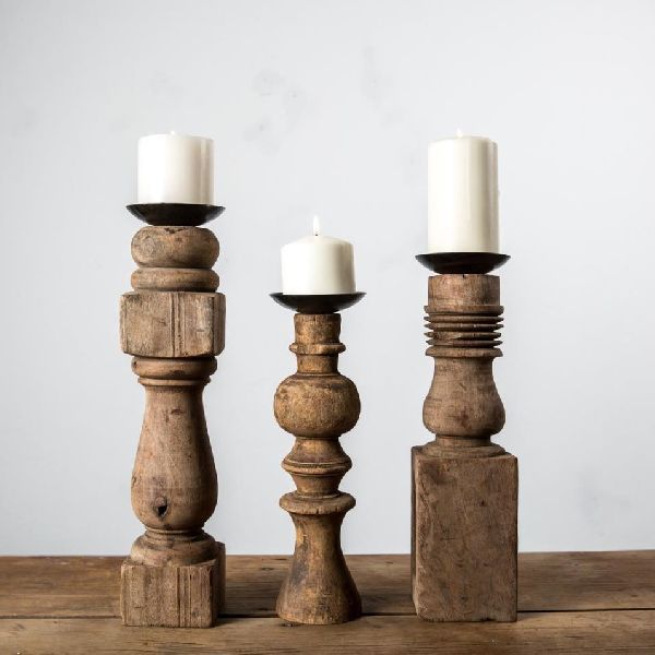 DRH16 Wooden Leg Candle Holder