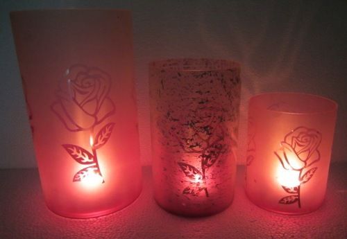 Rose Flower Printed Glass Hurricanes 02