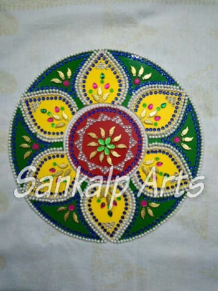 Wooden Base Rangoli Set