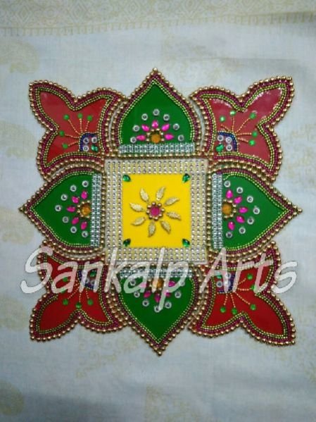 Wooden Base Rangoli Square