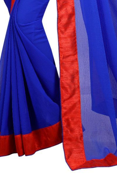 Mirchi Blue Chiffon Lace Saree 02