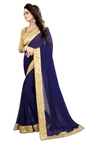 Mirchi Navy Chiffon Lace Saree 03