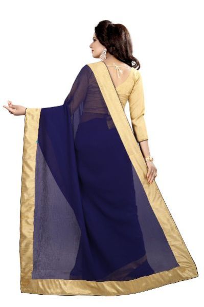 Mirchi Navy Chiffon Lace Saree 04