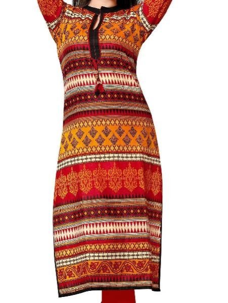 Multi Red Cotton Kurtis