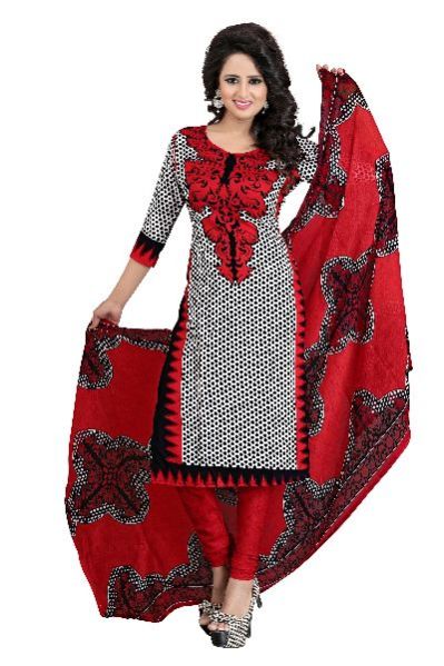 Printed Dress Material (Anju Red