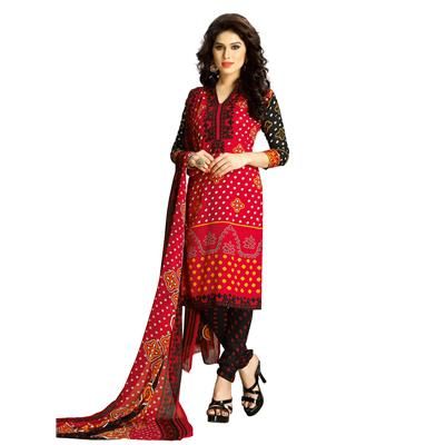 Printed Dress Material (Bandhani Red)