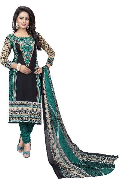 Printed Dress Material (Black Rama)