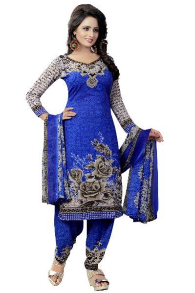 Printed Dress Material (Blue Wall)