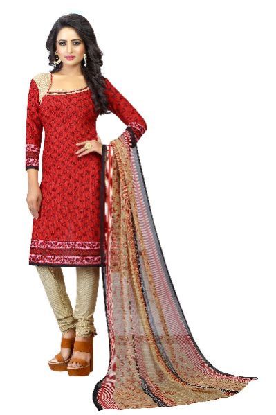 Printed Dress Material (Browny Cream)