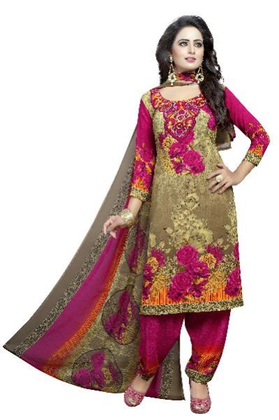 Printed Dress Material (Dust Pink)