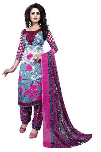 Printed Dress Material (Jelly Pink)