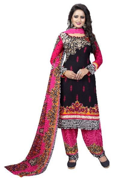 Printed Dress Material (Shiny Pink)