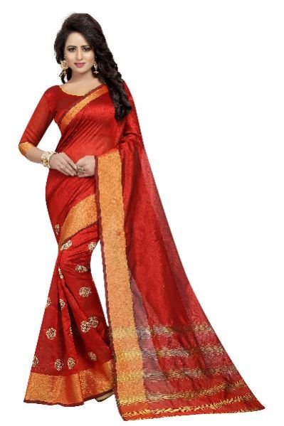 Red Karina Butta Embroidered Sarees