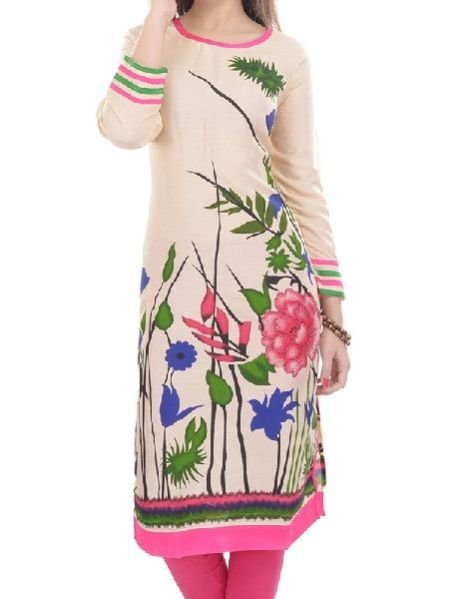 Vanila Cream Cotton Kurtis