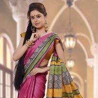Pink Tussar Saree