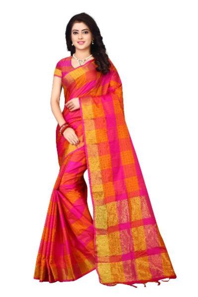 Palli Checkered Print Saree 01
