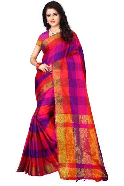 Palli Checkered Print Saree 03