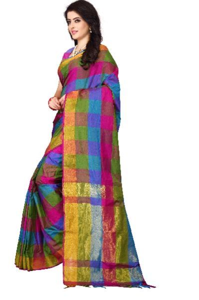 Palli Checkered Print Saree 07