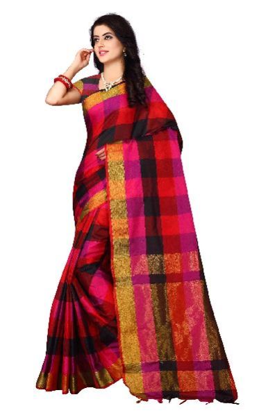 Palli Checkered Print Saree 08