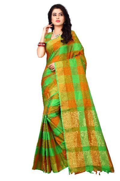 Palli Checkered Print Saree 09
