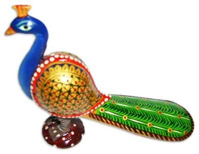 Wooden Peacock Coloured