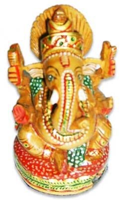 Wooden Sitting Ganesha