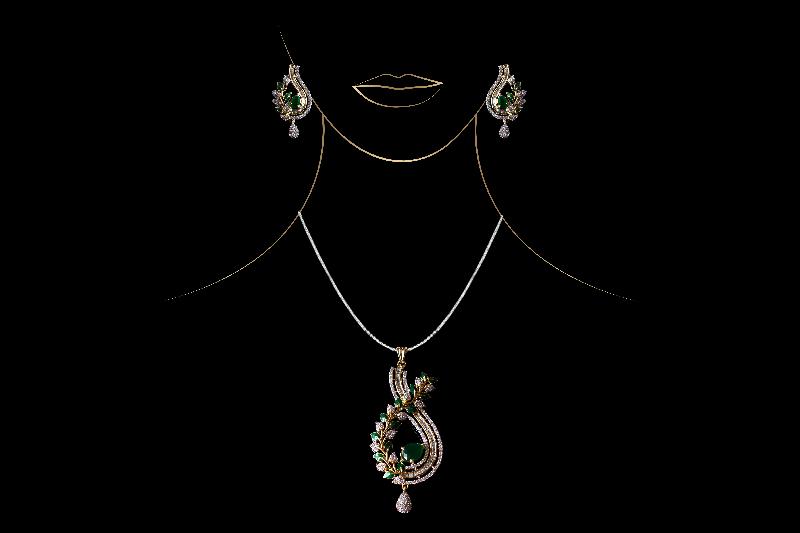 American Diamond Pendant Set 01